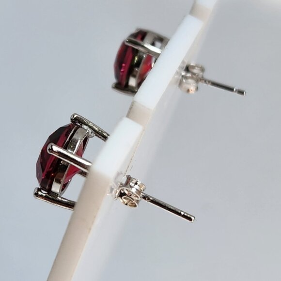 NIB 6mm 925 Silver 6mm Watermelon Tourmaline Stud Earrings - Picture 9 of 13